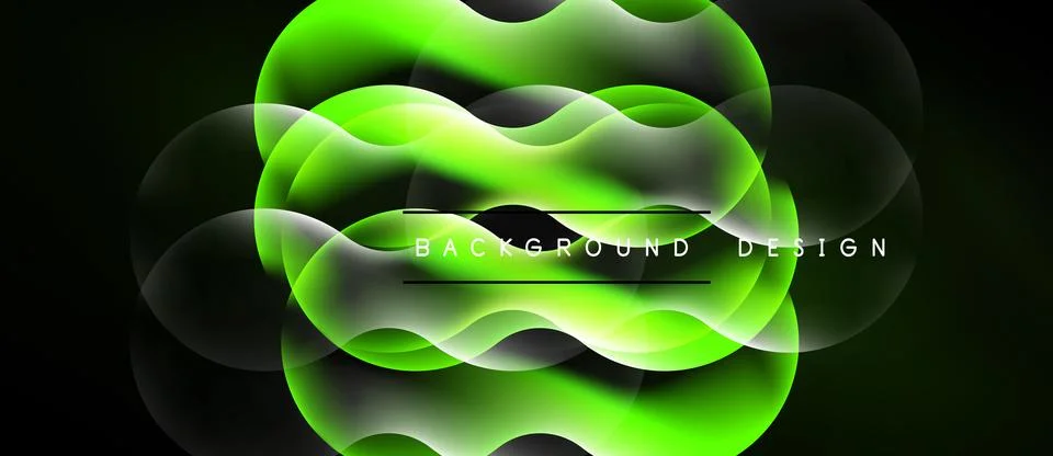 Abstract green waves, flowing forms. Dynamic composition, modern design. Dark Stock Illustration