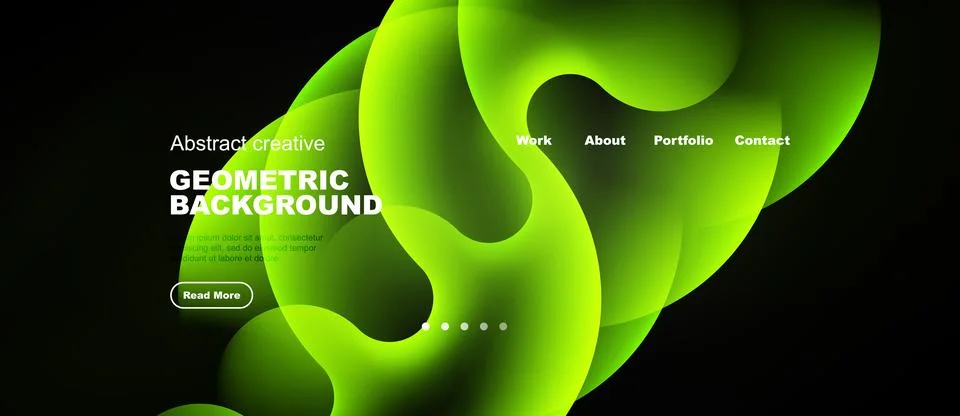 Abstract green waves form dynamic background. Text highlights geometric desig 스톡 일러스트