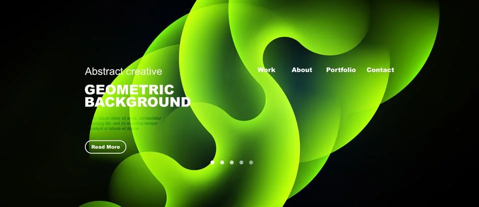 Abstract green waves form dynamic background. Text elements present work, a.. Ilustración de archivo