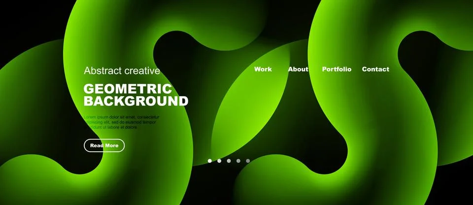 Abstract green waves form dynamic backdrop. Text highlights geometric design, Ilustración de archivo