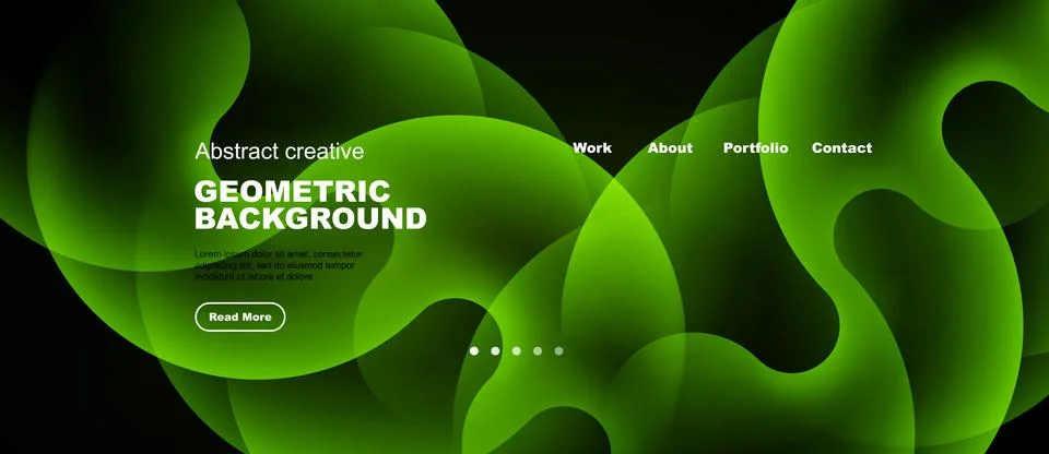 Abstract green waves form dynamic background. Text elements present work, a.. Stock Illustration
