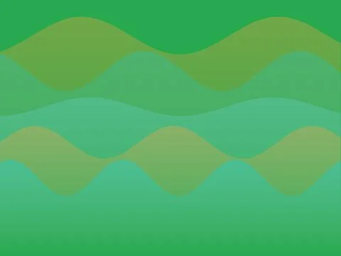 Abstract Green Wavy Background with Horizontal Flowing Layers and Soft Colo.. Stock Illustration