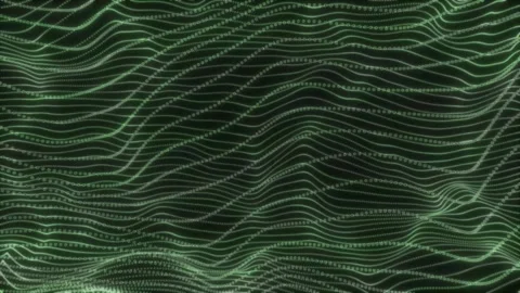 Abstract Green Wavy Lines and Particles Forming a Textured Surface background Stock Footage 330790748