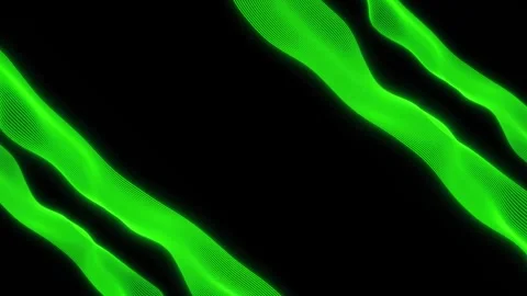 Abstract Green Wavy Lines on Black Background—3D Technology Background at 60 fps Stock Footage 314474616