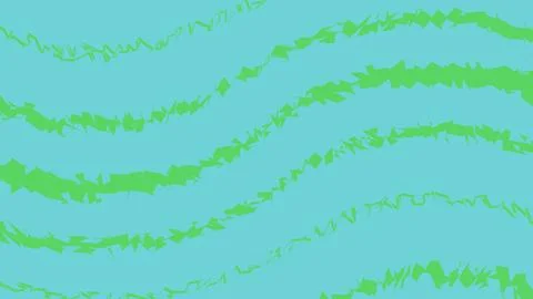 Abstract green wavy stripes pattern on light blue background Stock Illustration