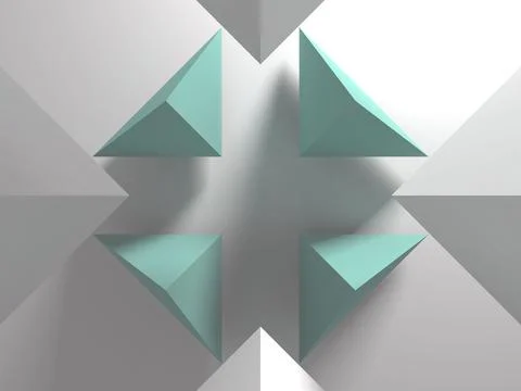 Abstract green white parametric geometric installation, 3d イラスト素材