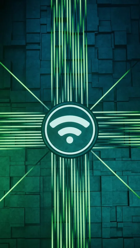 Abstract Green WiFi Network Technology Background Stock Footage 342461079