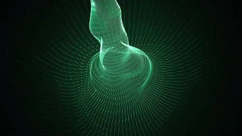 Abstract green wireframe flowing data tunnel on black background loop motion Stock Footage 327519220