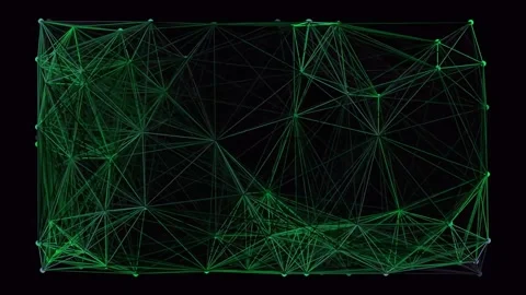 Abstract green wireframe grid background technology network plexus overlay Stock Footage 340378460