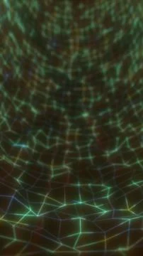 Abstract green wireframe grid with glowing geometric lines, forming a futur.. Stock Illustration