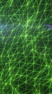Abstract green wireframe network with glowing polygon mesh, digital lines, .. Stock Illustration