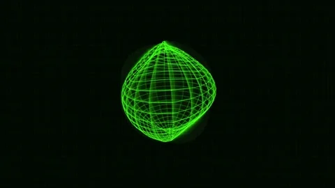 Abstract green wireframe sphere morphing on black background digital tech a.. Stock Footage 342583061