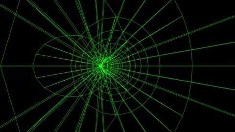 Abstract green wireframe wormhole tunnel effect moving through space digita.. Video stock 342431472