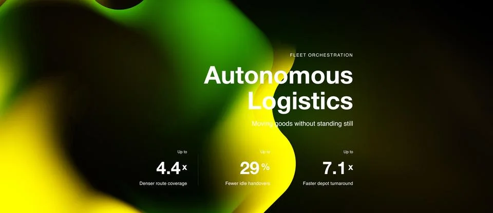 Abstract green yellow gradient background. Text highlights autonomous logis.. 스톡 일러스트