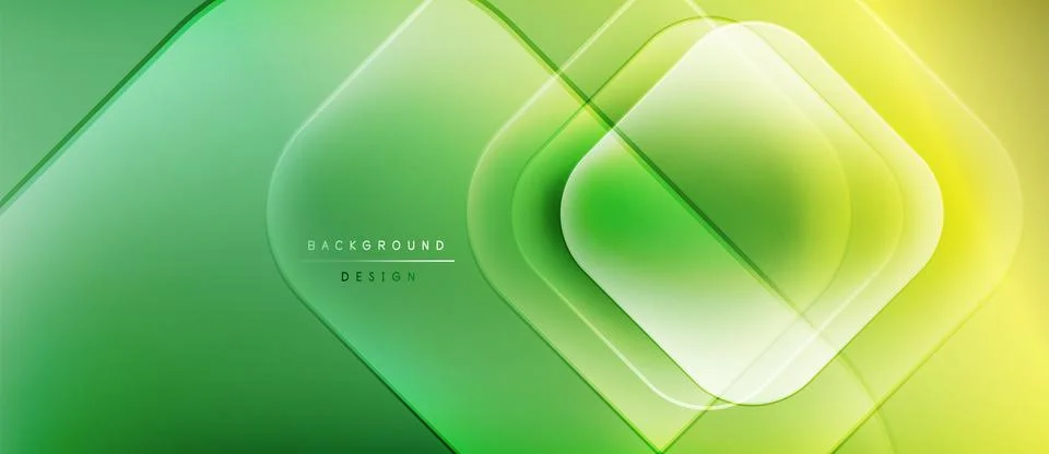 Abstract green yellow gradient. Overlapping squares create dynamic visual effect Stockillustratie