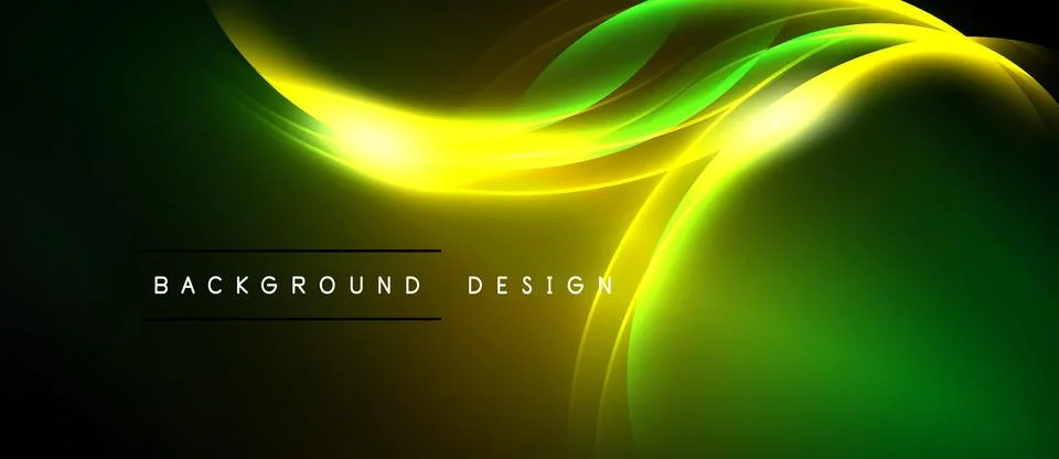 Abstract green yellow light waves. Dynamic smooth lines create modern backg.. Stock Illustration