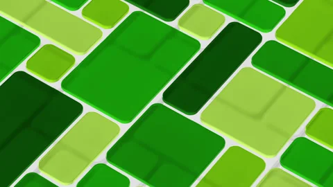 Abstract Greens Background Loop - Glass 3D Plates Over White Tiles Stock Footage 278616981