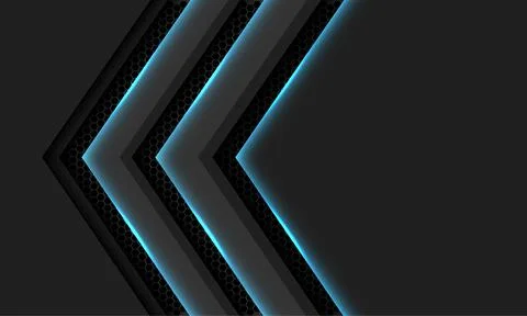 Abstract grey arrow blue light hexagon mesh direction shadow with blank space Stock Illustration