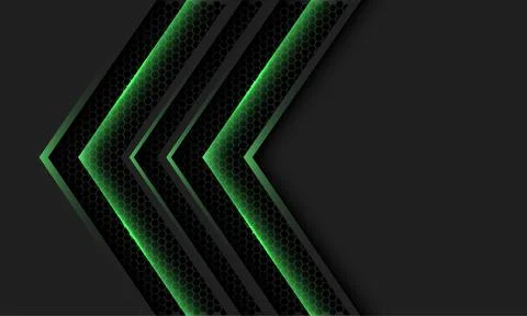 Abstract grey arrow green light hexagon mesh direction shadow with blank spac Stock Illustration