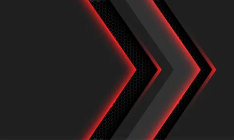 Abstract grey arrow red light hexagon mesh direction shadow with blank space Stock Illustration