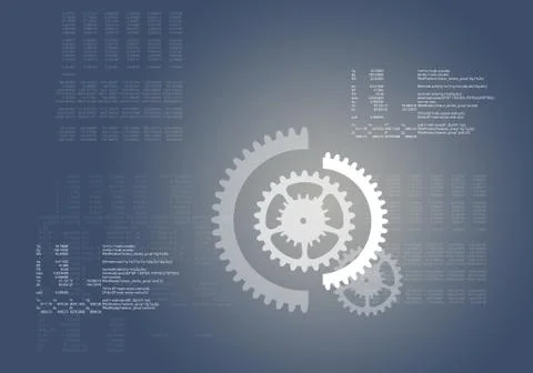 Abstract grey background with cogs Stock Illustration