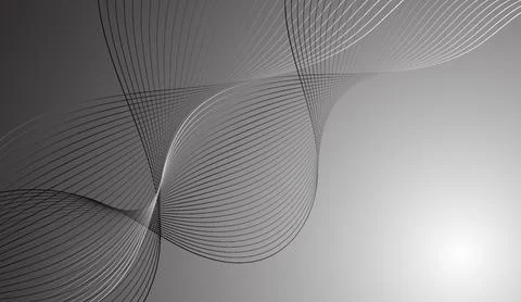 Abstract grey background with flowing lines and curves dynamic vector Stock Illustration
