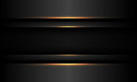 Abstract grey black metallic shadow gold light hexagon mesh banner design Illustrazione stock
