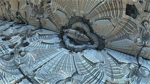 Abstract grey-blue fractal composition Stock Footage 112943697