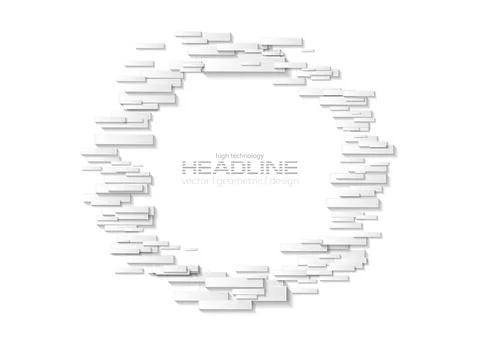 Abstract grey circle made of paper rectangles vector background Stock Illustration
