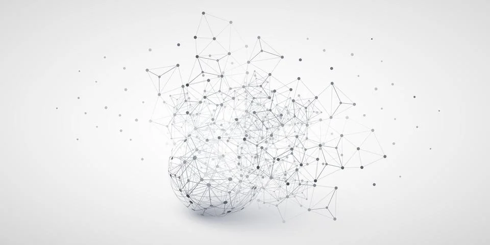 Abstract Grey Cloud Computing and Network Connections, Data Flow  Concept D.. イラスト素材