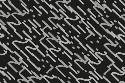 Abstract Grey Doodles Seamless Pattern on Black Stock-Illustration