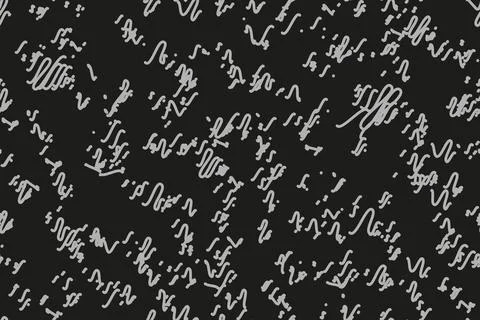Abstract Grey Doodles Seamless Pattern on Black Illustrazione stock