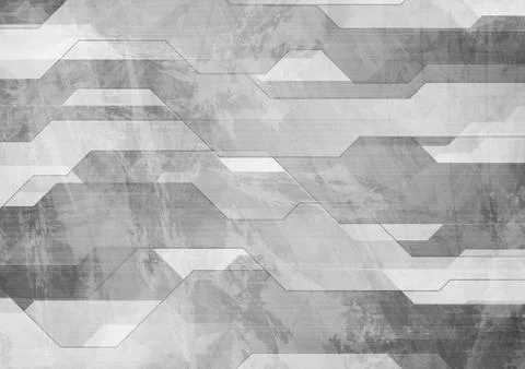 Abstract grey grunge tech geometric background Stock Illustration