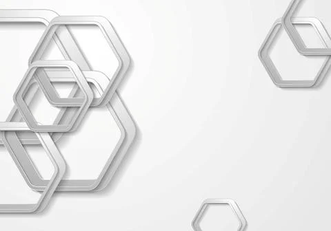 Abstract grey paper tech hexagon shapes background Abstract grey paper tec... Stock Photos