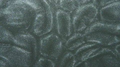 Abstract Grey Platinum Particles Background. Fluid Nano tech, Science fiction Stock Footage 147862403
