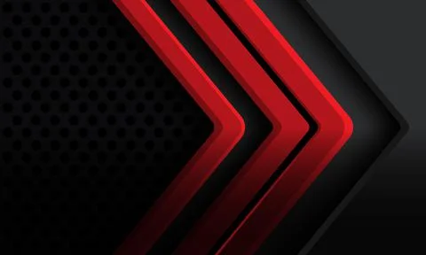 Abstract grey red arrow direction geometric with black circle mesh design mod Stock Illustration