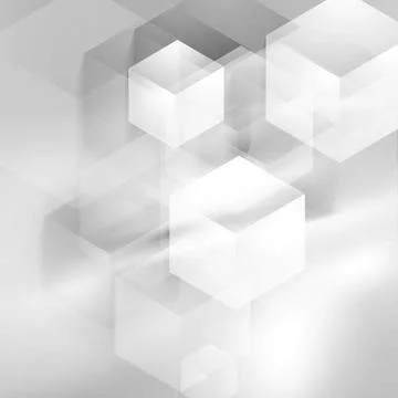 Abstract grey smooth waves and tech cubes Abstract grey smooth waves and t... Stock Photos