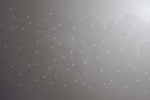 Abstract Grey Tech Network Background with Dots and Lines Stock Illustration