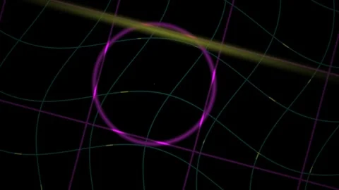Abstract Grid Animation with Purple Circle and Yellow Light Beam Stock Footage 343688190