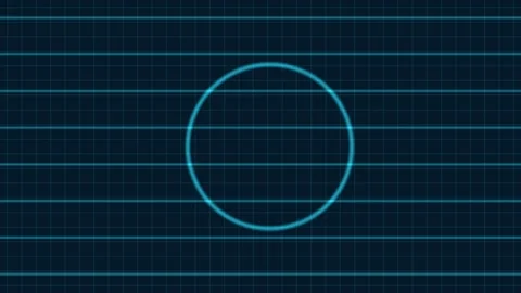 Abstract grid background with central circle and horizontal lines Video stock 329009365