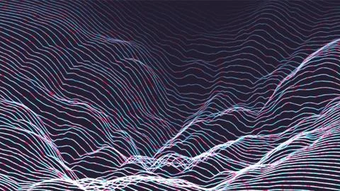 Abstract Grid Background Vector. 3D Grid. Dot Design. Technology Scene. Brochure Stock Illustration