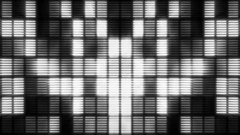 Abstract grid blinking black and white wall neon lights background Stock Footage 288280268