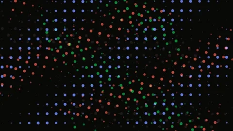 Abstract grid of colorful halftone dots on a black background Stock Footage 335938330