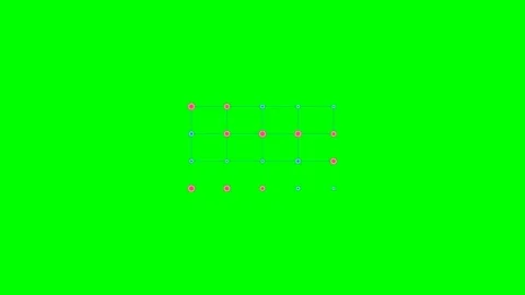 Abstract grid of connected colorful dots set against a vibrant green backgrou Stock Footage 340900470
