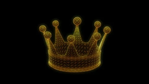 Abstract grid of crown rotating on black. 3D render looped animation. 库存影片 333303324