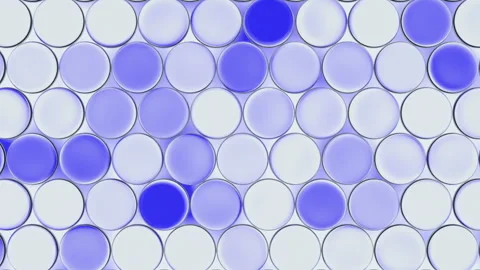 Abstract grid of glass spheres with moving blue and white noise gradient backgro Stock Footage 335097731