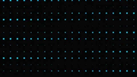 Abstract grid of glowing blue dots against a deep black background Stock Footage 339617575