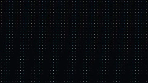 Abstract grid of glowing colorful LED dots on black background Stock Footage 335938404