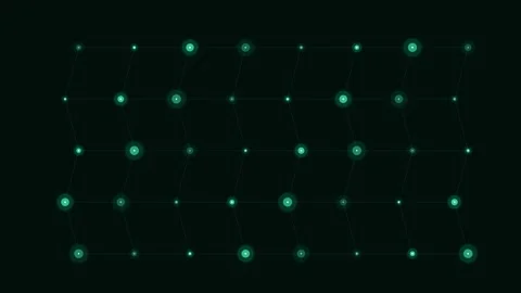 Abstract grid of glowing green dots on a dark background for data visualizati Stock Footage 338309705
