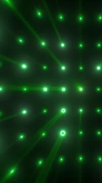 Abstract grid of glowing green laser dots creating a futuristic digital pat.. Illustrazione stock